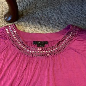 Fuchsia and silver sequin top